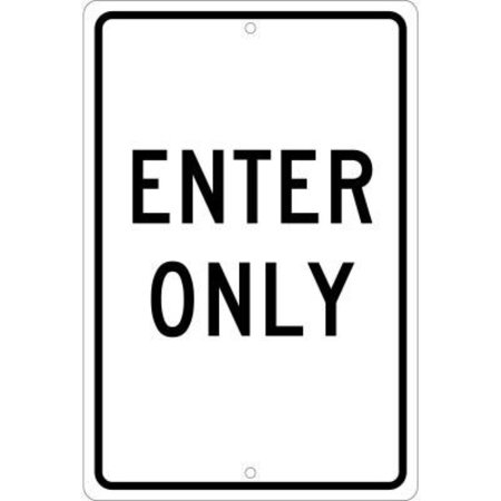 NATIONAL MARKER CO Aluminum Sign - Enter Only - .063 in Thick ,  TM36H